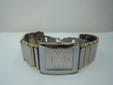 A gent's Rado Diastar ceramic quartz wrist watch in pewter grey, model no: 160.0282.3, having dot