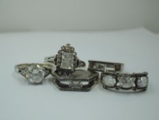 Five lady's silver dress rings having cubic zirconia decoration