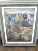 An oil painting, Elspeth Buchanon, rocky coast, signed and dated 1943, 60 x 44cm