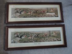A pair of reproduction prints, after Leon, Full Cry, 28 x 86cm, plus frame and glazed