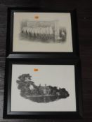 Two Ltd Ed prints, after William Geldart, pigs, signed and num 5/600 and timber hall, signed and num