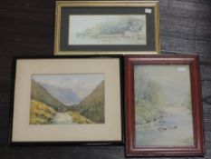 A watercolour, S W, Flushing Cornwall, initialled, 10 x 23cm, plus frame and glazed, a