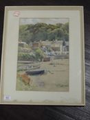 A watercolour, harbour scene, 39 x 26cm, plus frame and glazed