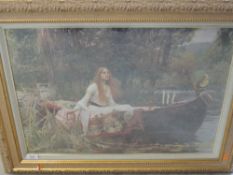 A reproduction print, after J W Waterhouse, The Lady of Shalott, 43 x 56cm, plus frame and glazed,