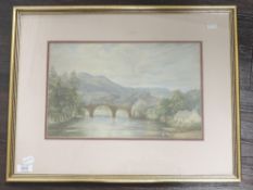 A watercolour, river landscape, 19th century, 22 x 34cm, plus frame and glazed