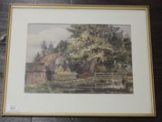 A watercolour, Sussex mill house, 25 x 36cm, plus frame and glazed