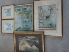 Four decorative prints, inc after William Heaton Cooper, Wastwater, 25 x 37cm, plus frame and
