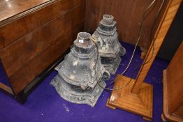 A pair of large cast iron hoppers, each approx. height 49cm