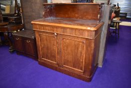 A Victorian mahogany chiffoneir sideboard having ledge back and drawer interior, dimensions