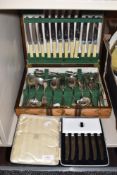A selection of boxed cutlery and flatwares including canteen by Atkin Brothers