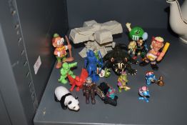 A selection of childs toys and figures including sports interest and Starwars
