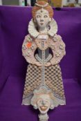 A hand sculpted clay figure with detachable heads for Maggie Thatcher and Queen Elizabeth having