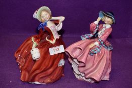 Two ceramic figurines by Doulton Top of the Hill and Autumn Breezes