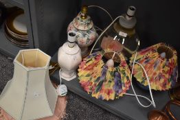 A selection of table and bed side lamps and lights including water tight fish tank style light