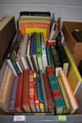 A large selection of varied books including novels, autobiographies, tennis programmes and more.