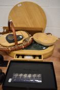 A selection of wooden kitchen chopping and cheese boards