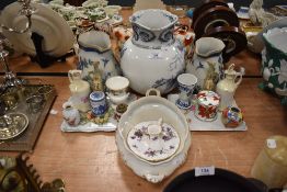 A selection of ceramics including pair of Losol ware water jugs and similar larger example
