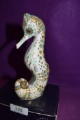 A Royal Crown Derby Paperweight Spot Seahorse, boxed with Gold Stopper