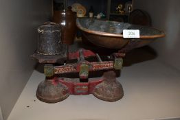 A set of vintage scales in red,W.T Avery Birmingham 'universal' .