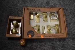 A selection of as new door furniture and fitments including handles