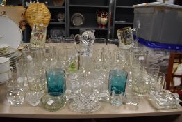 A selection of party wine and spirit glasses including tavern advertising pint mugs