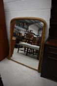A gilt frame over mantel wall mirror , width approx. 103cm