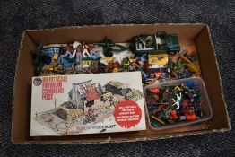 A selection of Timpo, Britains and similar plastic Wild West, Roman and Military figures and