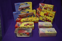 Ten Circus related diecasts comprising seven Corgi Jean Richard Pinder Sets 70101, 70201, 70301,
