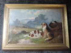 An oil painting, Colin Graham, Waiting for the Master, signed, and attributed verso, 47 x 74cm, plus