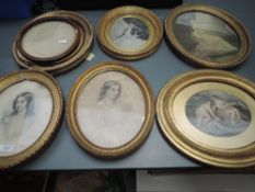 A selection of 19th prints, inc mezzotint , portrait studies and frames, various, inc engraving,