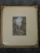 A print, after, Miles Birkett Foster, field gate, 17 x 12cm, plus frame and glazed