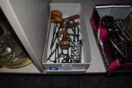 A selection of orgre bits and similar treen cork and similar screws