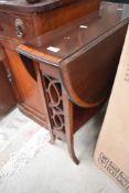 An Edwardian mahogany and cross banded Sutherland style table, width approx. 70cm