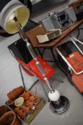 An Art Deco style part chrome standard lamp and a modern complimentary light shade