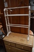 A white painted pine wash room towel rail