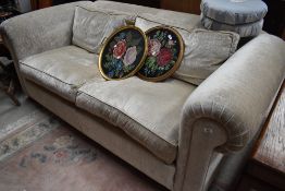 A nice quality modern settee by Duresta having cream plush upholstery, width approx 205cm x depth