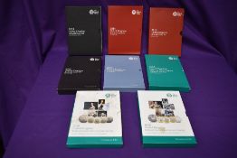 Eight UK Annual Coin Sets, 2013-2220 all appear complete with outer sleeves present