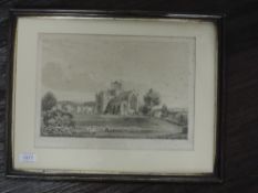 An engraving, after Greenwood, Cartmel Priory, C19th, 23 x 32cm, plus frame and glazed, a print