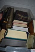 A box of books of history, English language interest and more.