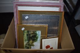 A selection of prints and picture frames including original mixed medium still life by Hannah Capp