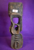 An impressive piece of studio pottery having sand stone like finish and blue glaze to inside with