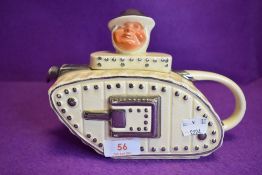A novelty Sadler teapot depicting Winston in tank.