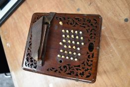 A 19th Century Rosewood concertina of rare square form, believed to be Lachenal, circa 1883,