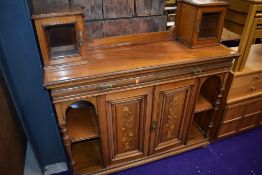 A light mahogany and inlaid chiffoneir or sideboard base, stamped Gillow and Co, dimensions