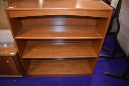A teak effect bookshelf, approx width 90cm