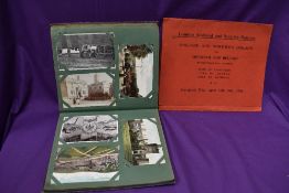 A vintage Postcard Album containing Real Photo's Street Scenes, Royalty, Woven Silk Bradford