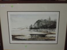 A Ltd Ed print, after Philip Alder, Blea Tarn in Winter, signed and num 208/500, 40 x 57cm, plus