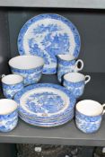 A part tea service by Royal Worcester in a Willow wear design 11 pieces in total