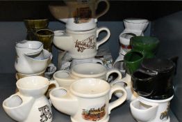 A good collection of ceramic shaving mugs and cups including printed versions