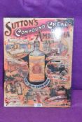 A reproduction sign for Suttons Compound cream of amonia